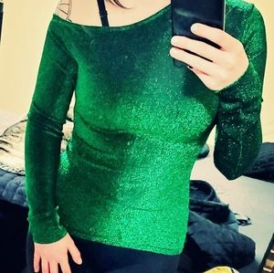 SHEIN Sparkly Emerald Top